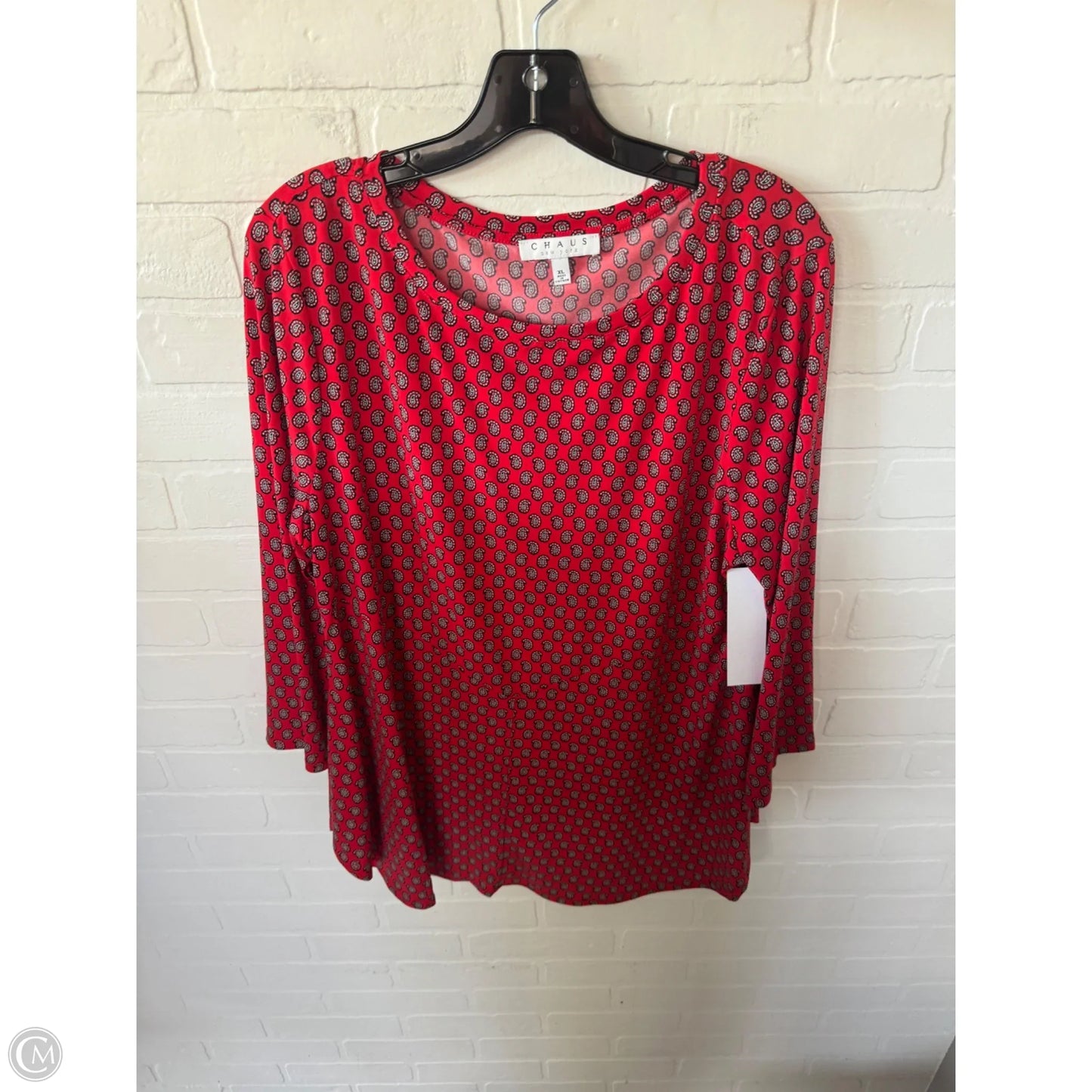 Top Long Sleeve By Chaus In Red & White, Size: Xl