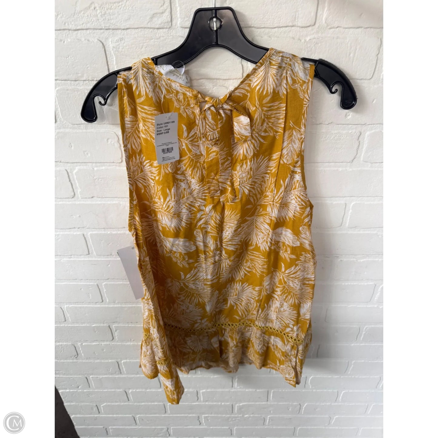 Top Sleeveless By Suzanne Betro In Yellow, Size: L