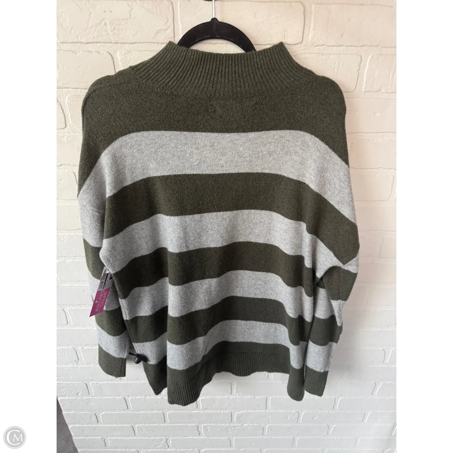 Sweater By Loft In Green & Grey, Size: L