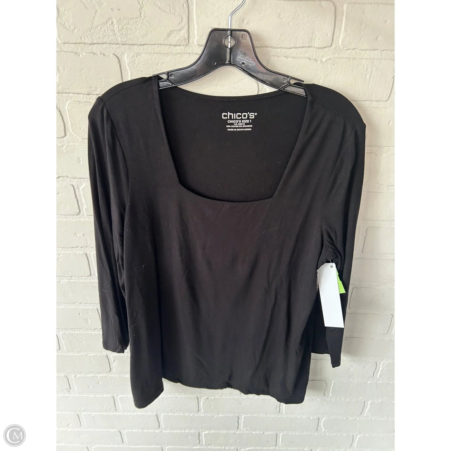 Top 3/4 Sleeve Basic By Chicos In Black, Size: M