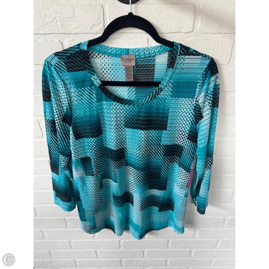 Top 3/4 Sleeve By Chicos In Black & Blue, Size: S