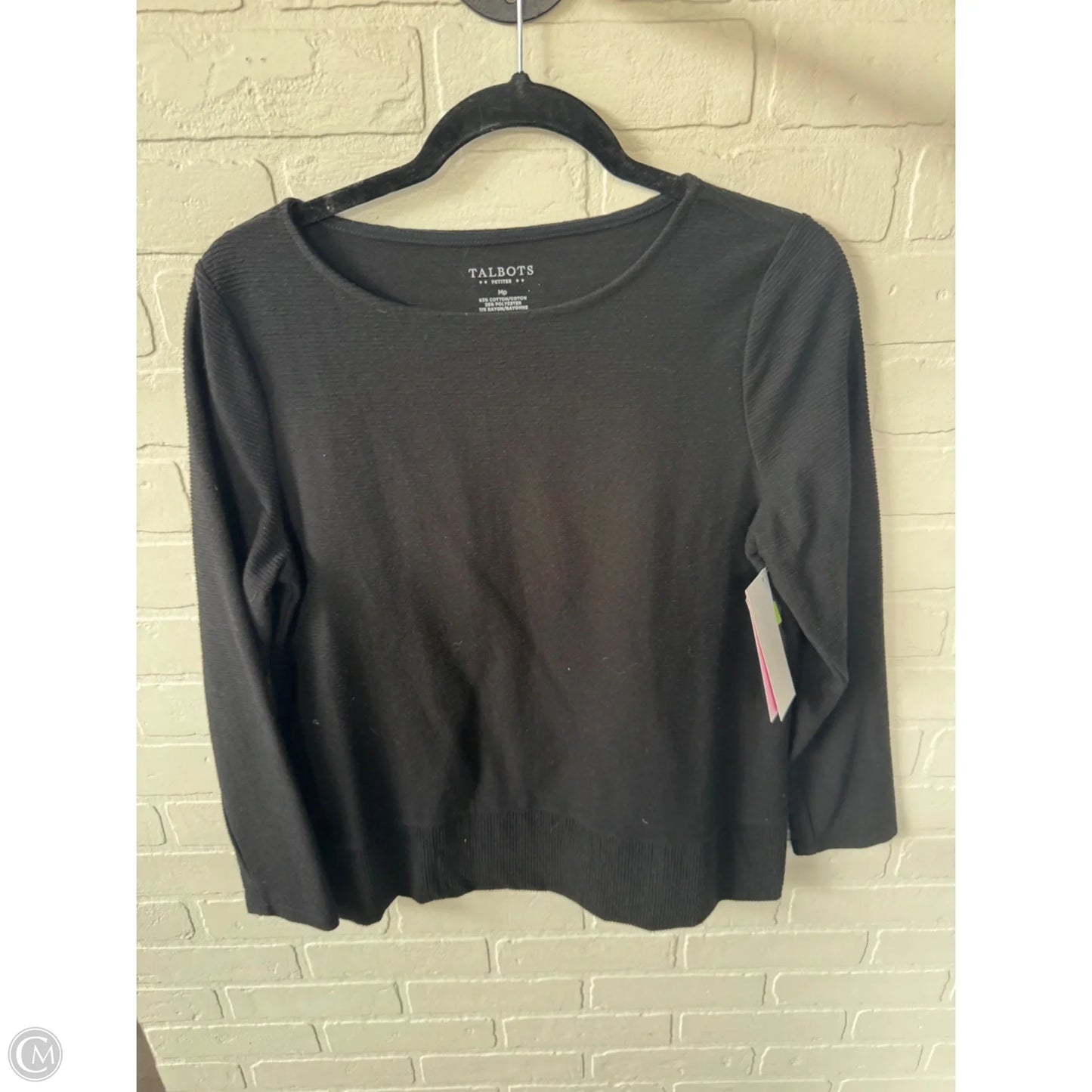 Top 3/4 Sleeve Basic By Talbots In Black, Size: Mp