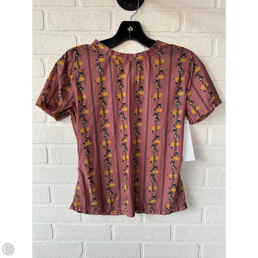 Top Short Sleeve By Free People In Pink & Yellow, Size: M