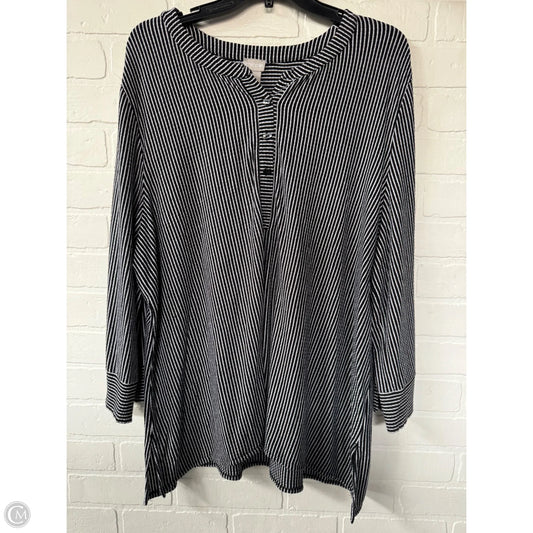 Top 3/4 Sleeve By Chicos In Black & White, Size: Xxl