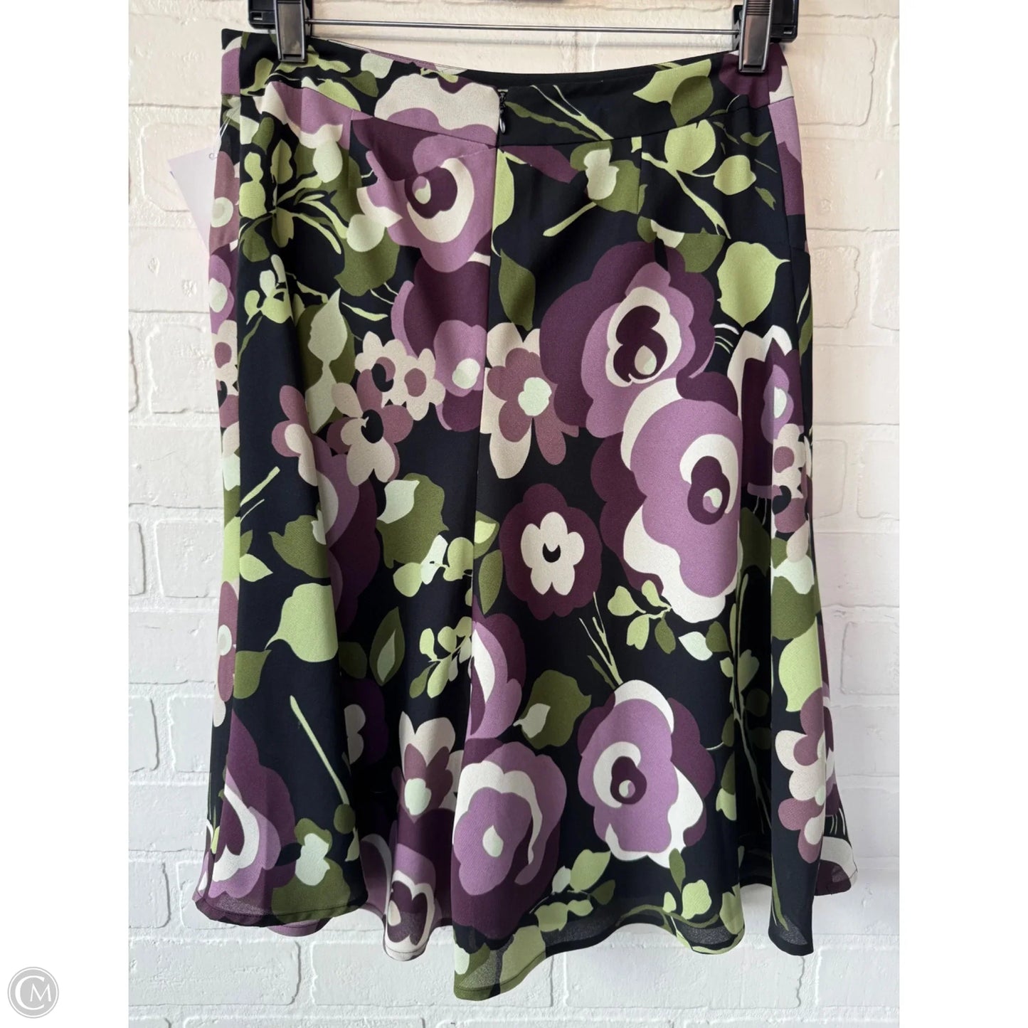 Skirt Midi By Loft In Black & Purple, Size: 4