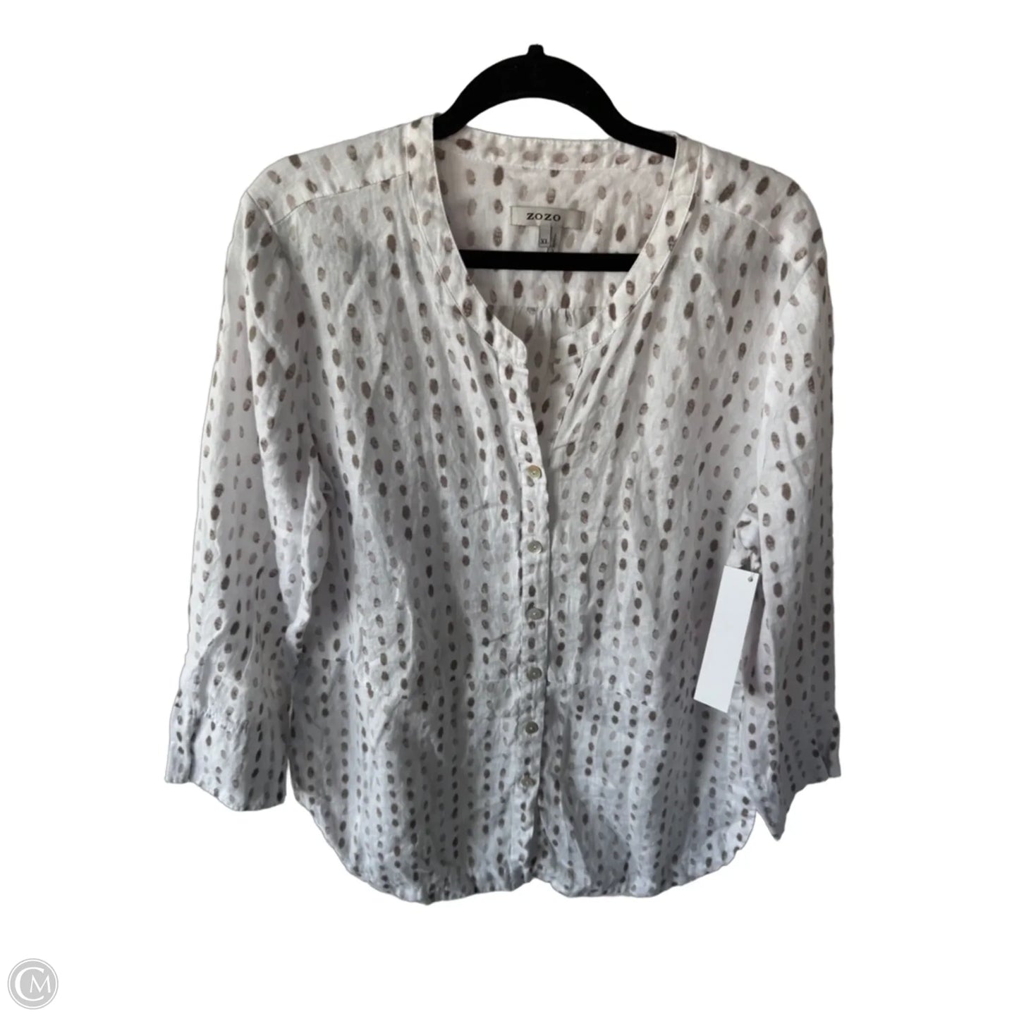 Top Long Sleeve By Zozo In Tan & White, Size: Xl