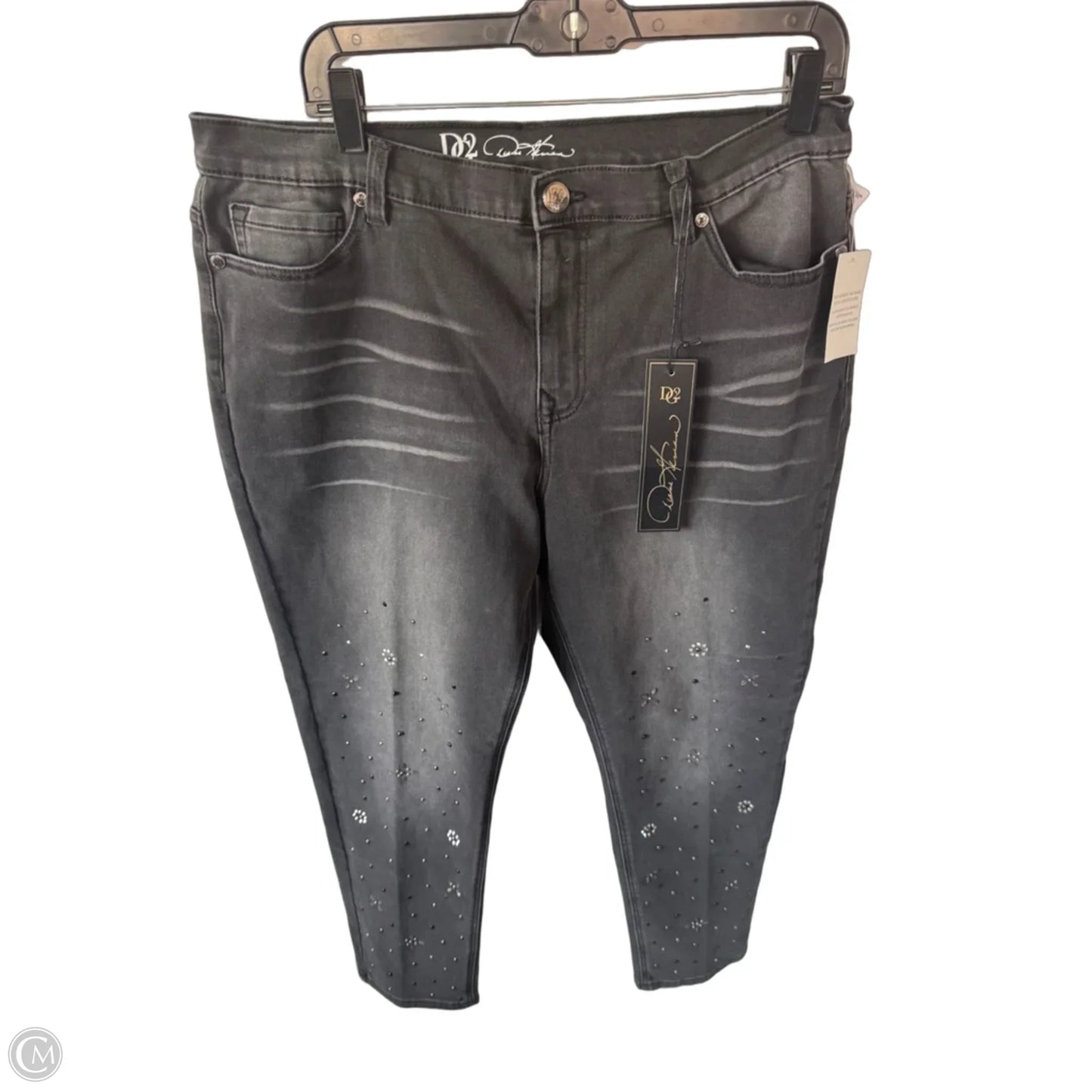 Jeans Straight By Dg2 In Black Denim, Size: 16