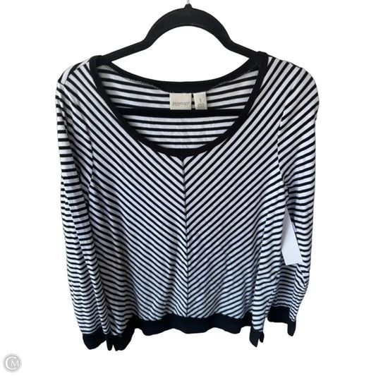 Top Long Sleeve By Zenergy By Chicos In Black & White, Size: M