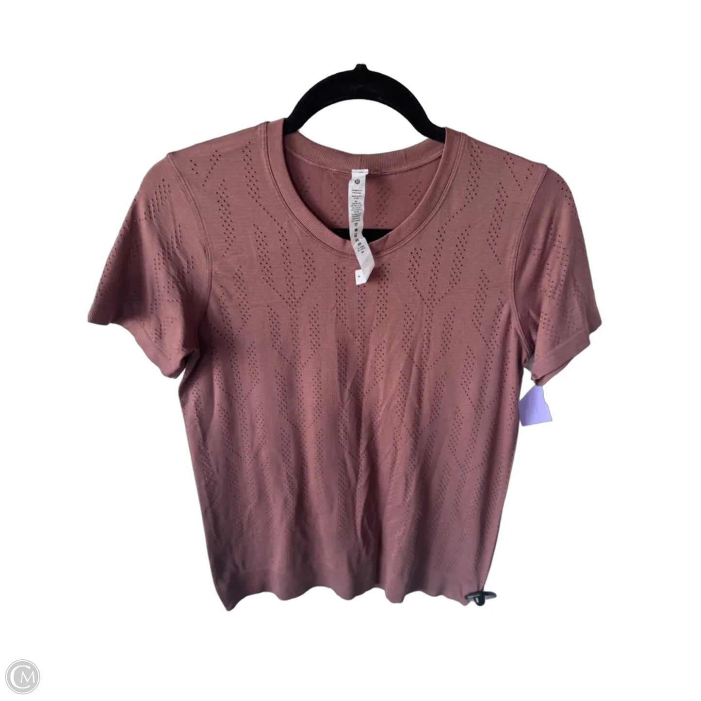 Athletic Top Short Sleeve By Lululemon In Tan, Size: M