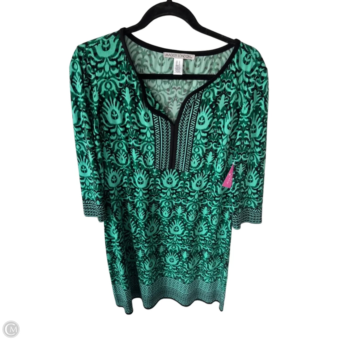 Dress Casual Short By Maggy London In Black & Green, Size: L
