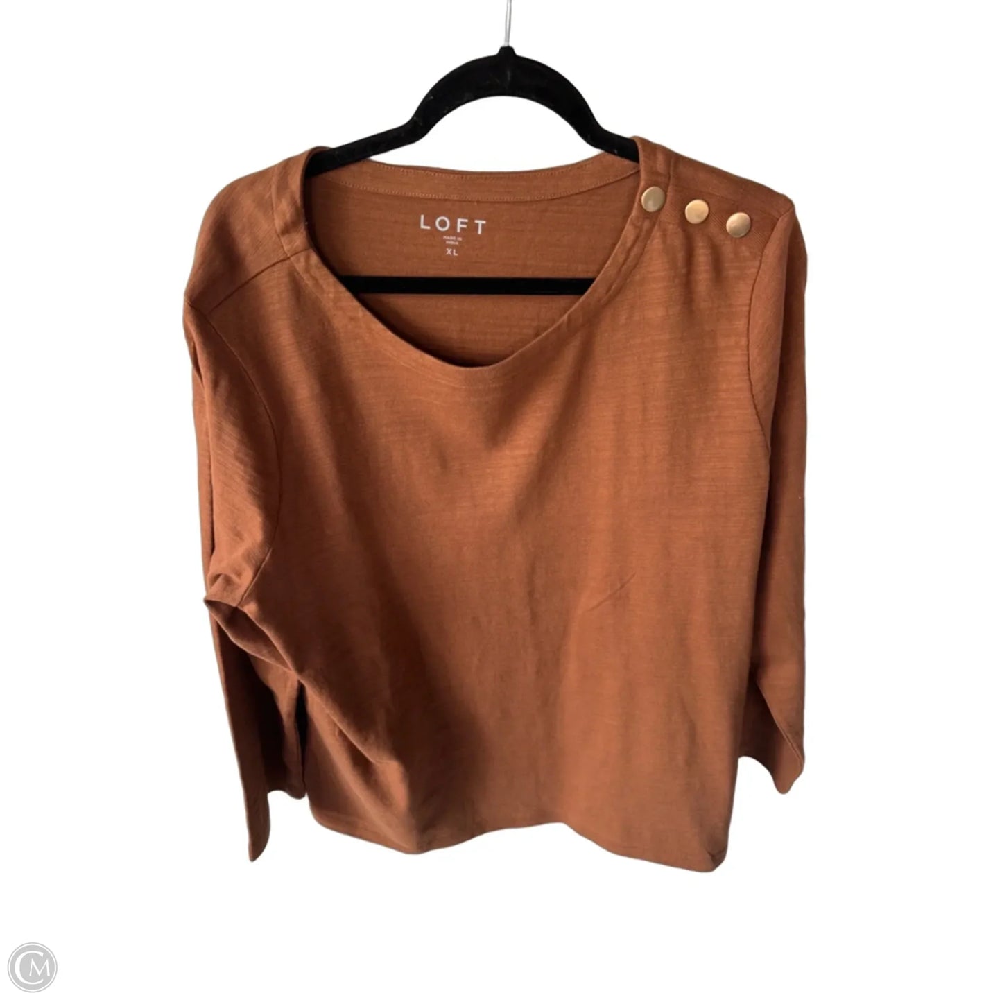 Top 3/4 Sleeve By Loft In Brown, Size: Xl