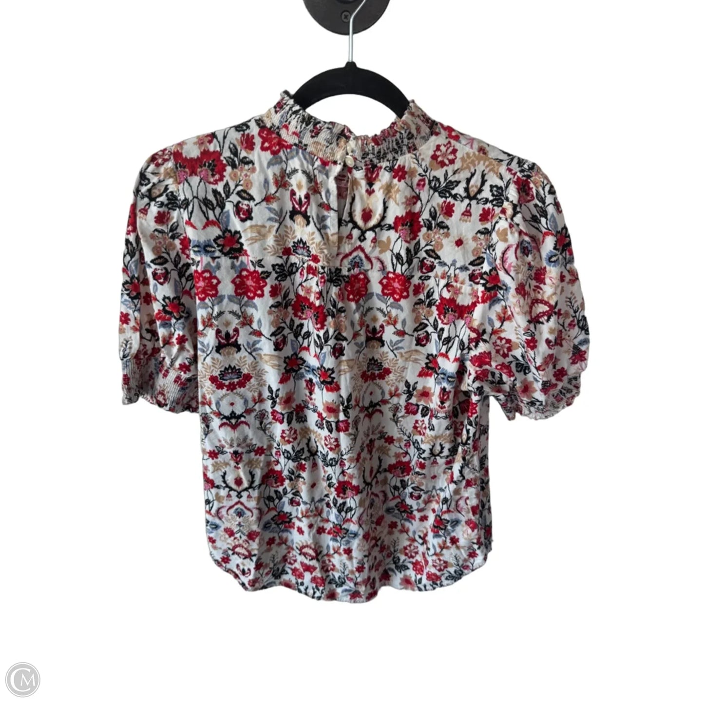 Top Short Sleeve By Loft In Red & White, Size: L
