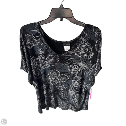 Top Short Sleeve By Citiknits In Black & Grey, Size: 1x