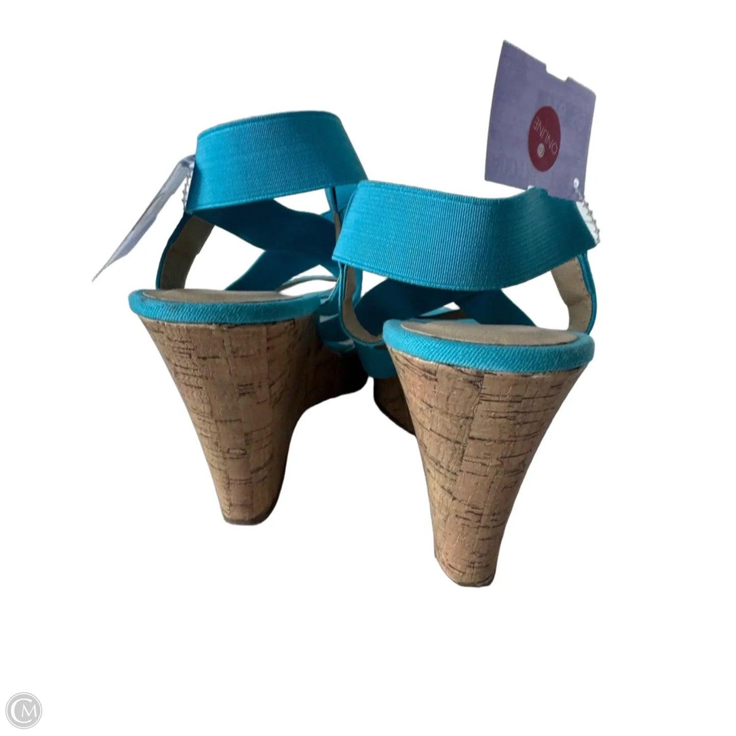 Sandals Heels Wedge By Simply Noelle In Blue & Tan, Size: 10