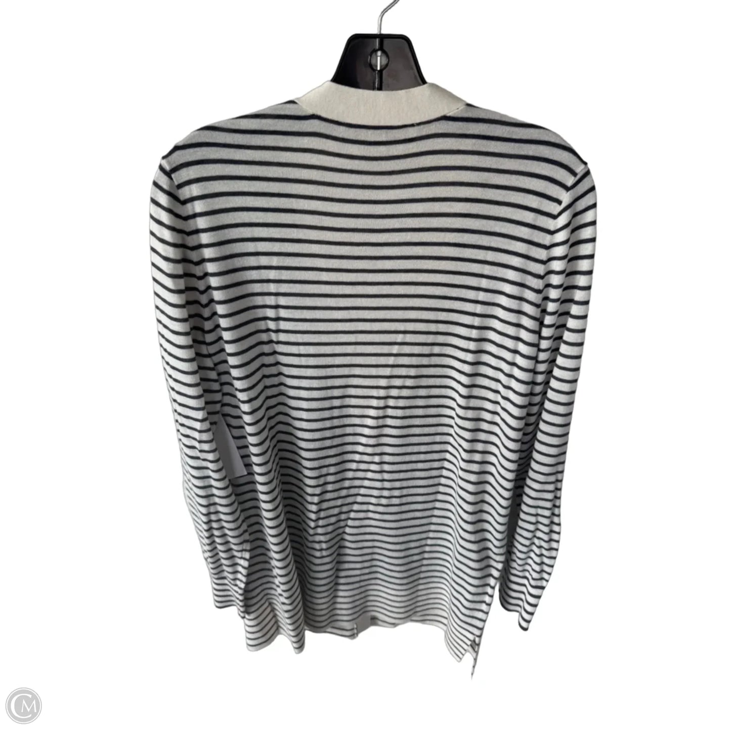 Sweater Cardigan By Loft In Grey & White, Size: L