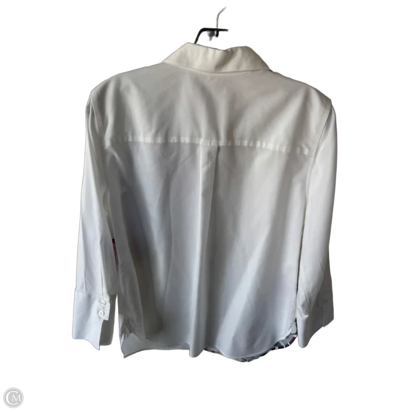 Top 3/4 Sleeve By Chicos In Green & White, Size: M