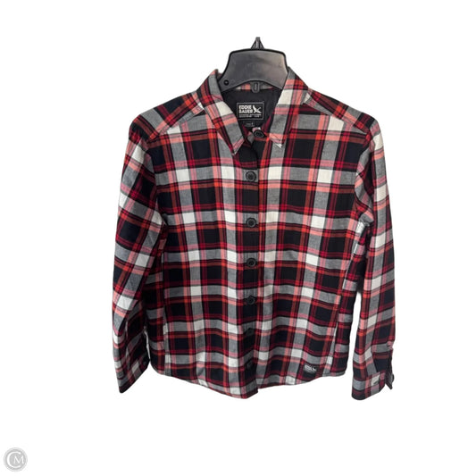 Jacket Shirt By Eddie Bauer In Black & Red, Size: S