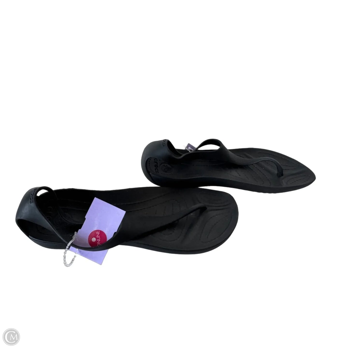 Sandals Flats By Crocs In Black, Size: 7