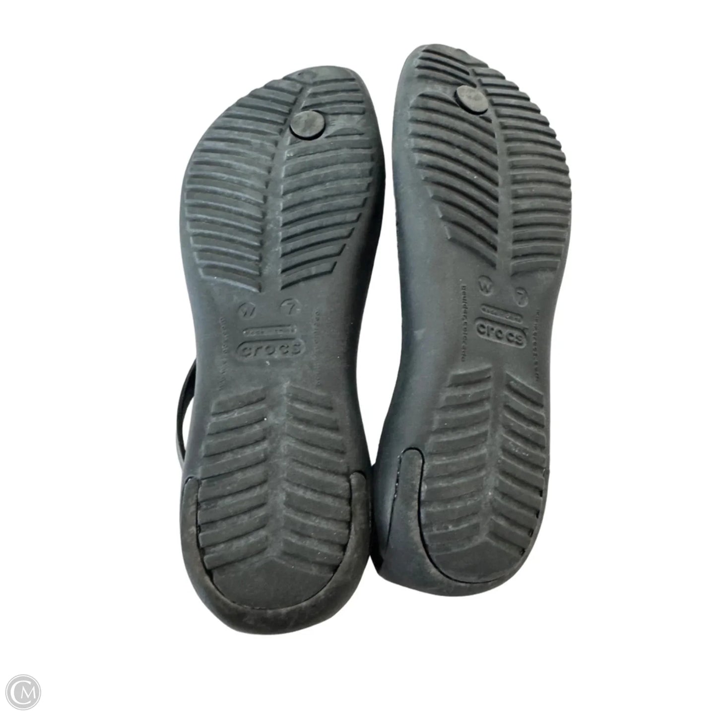 Sandals Flats By Crocs In Black, Size: 7