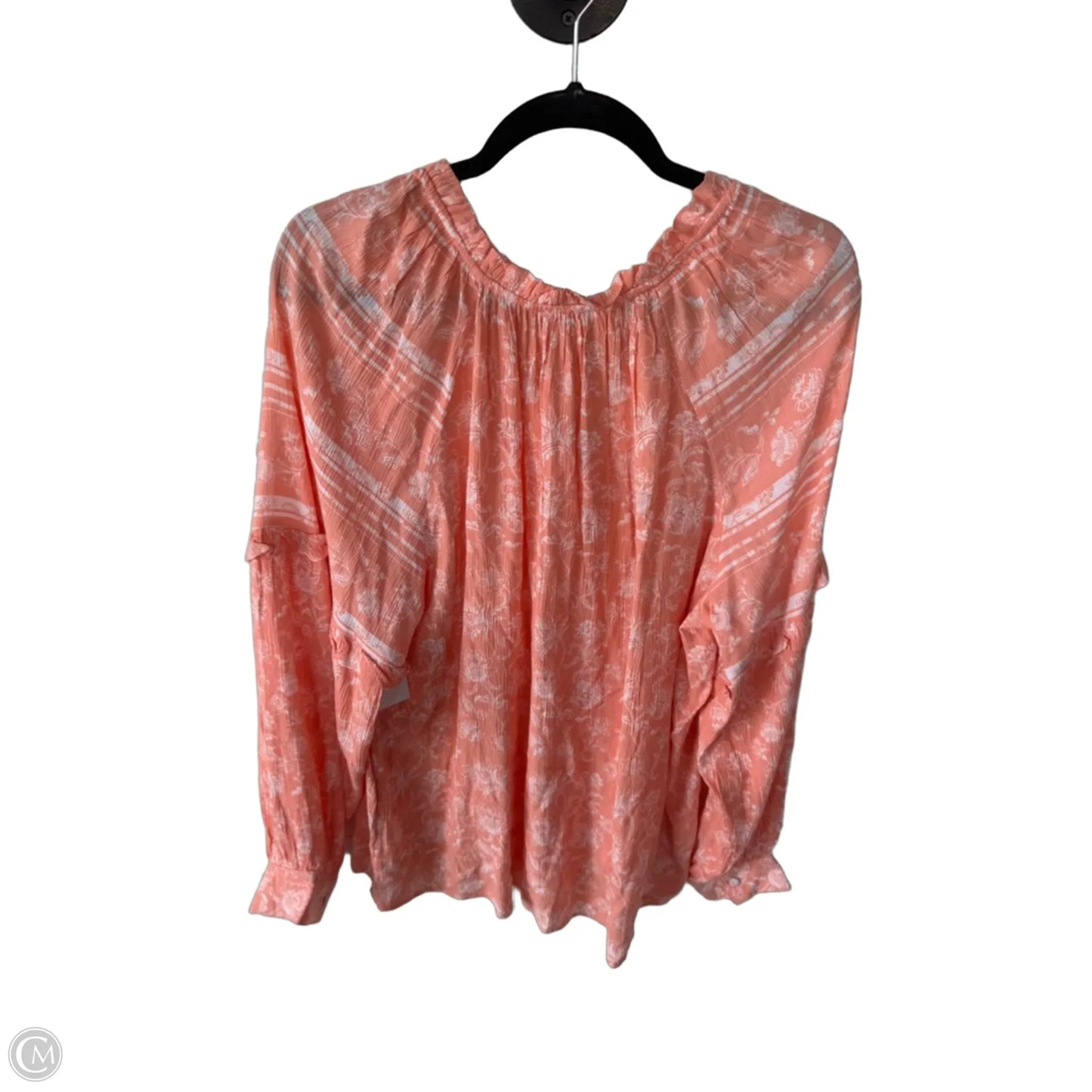 Top Long Sleeve By Wonderly In Orange & White, Size: 1x
