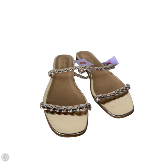 Sandals Flats By Clothes Mentor In Gold, Size: 8