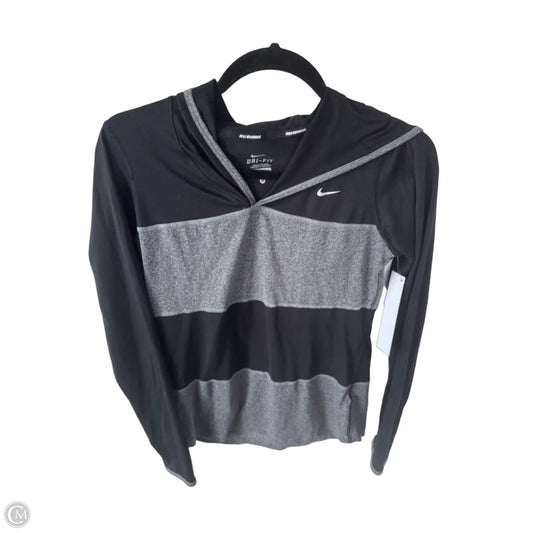 Athletic Top Long Sleeve Hoodie By Nike In Black & Grey, Size: M