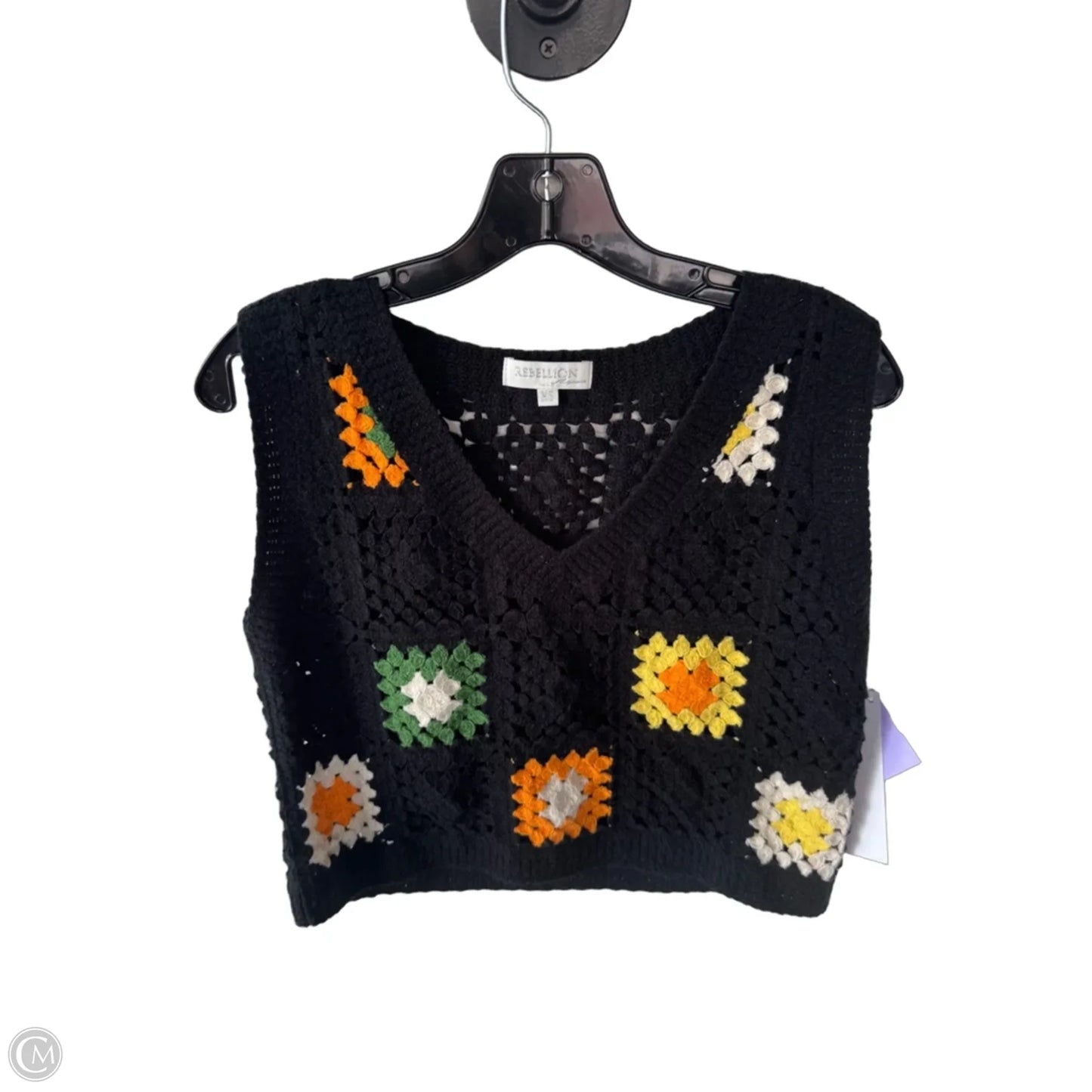 Vest Sweater By Rebellion In Black & Orange, Size: Xs