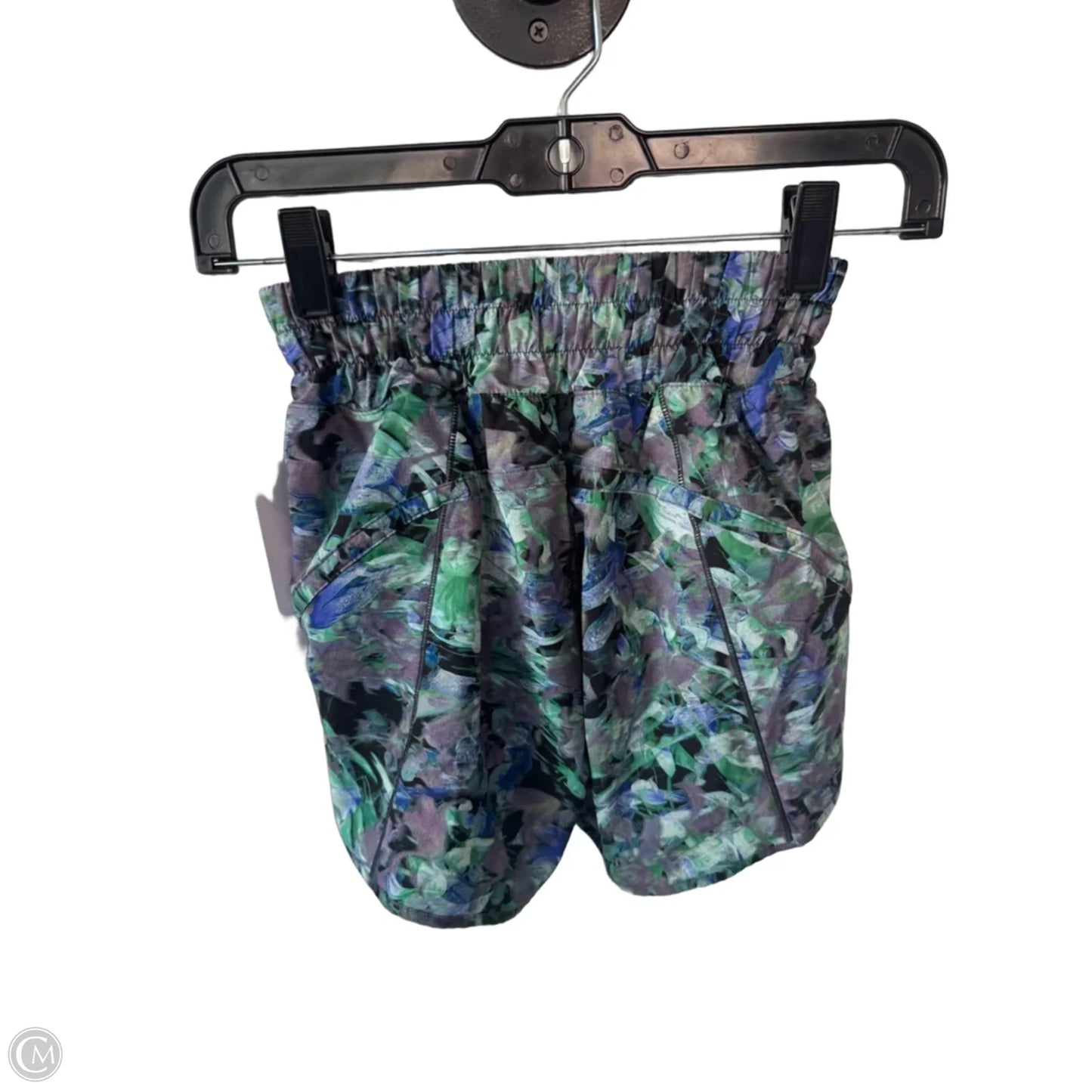 Athletic Shorts By Lululemon In Green & Grey, Size: 0