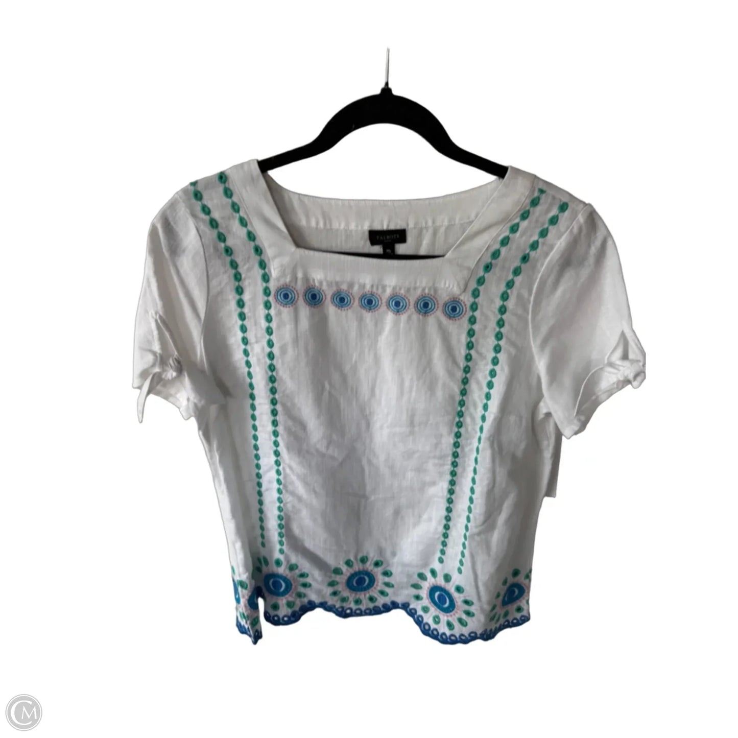 Top Short Sleeve By Talbots In Green & White, Size: Mp