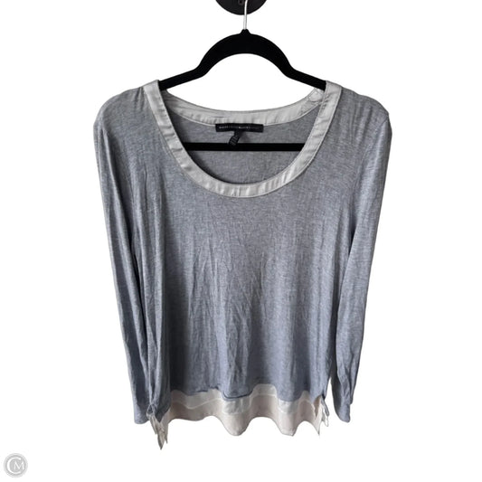 Top Long Sleeve By White House Black Market In Grey & White, Size: L