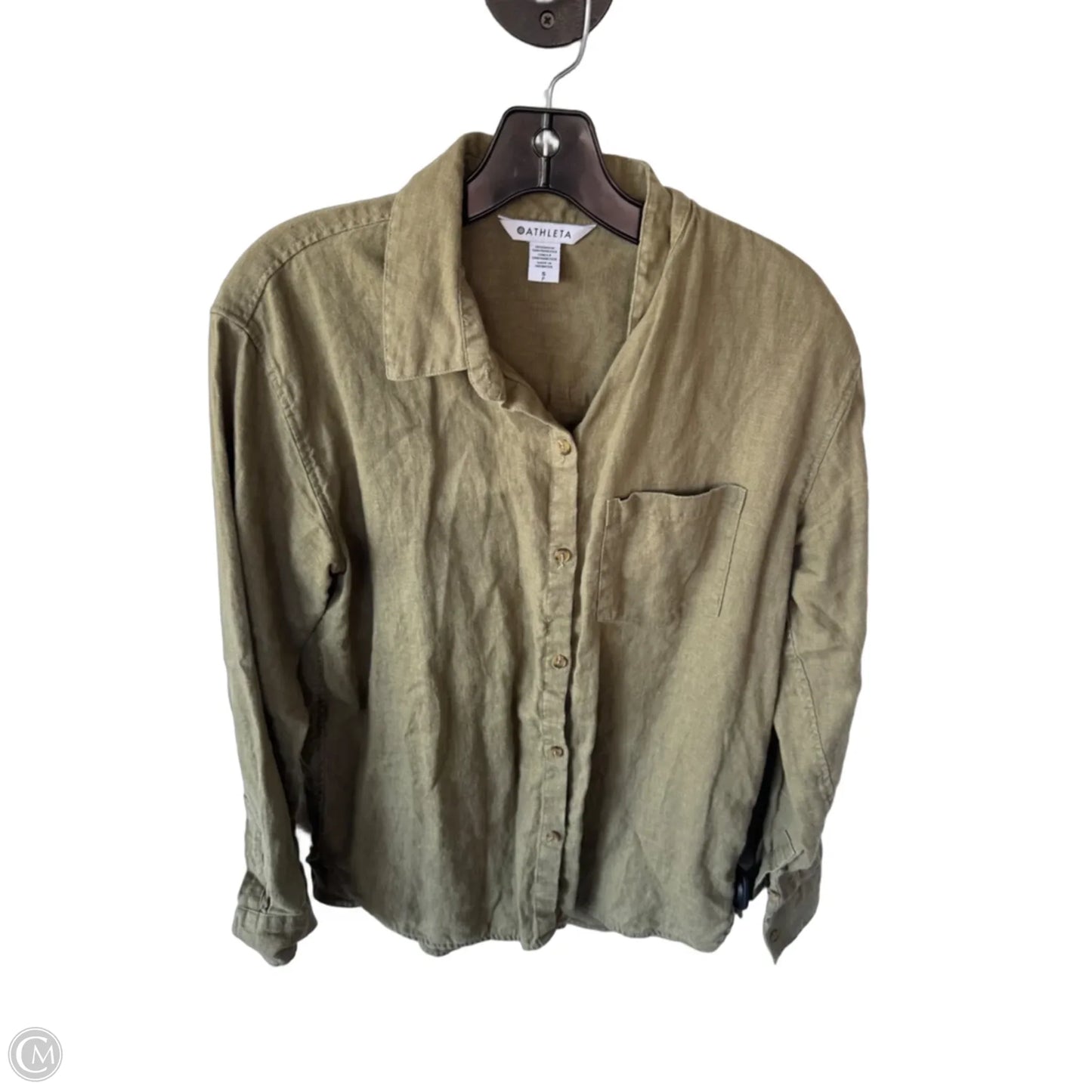 Top Long Sleeve By Athleta In Green, Size: S