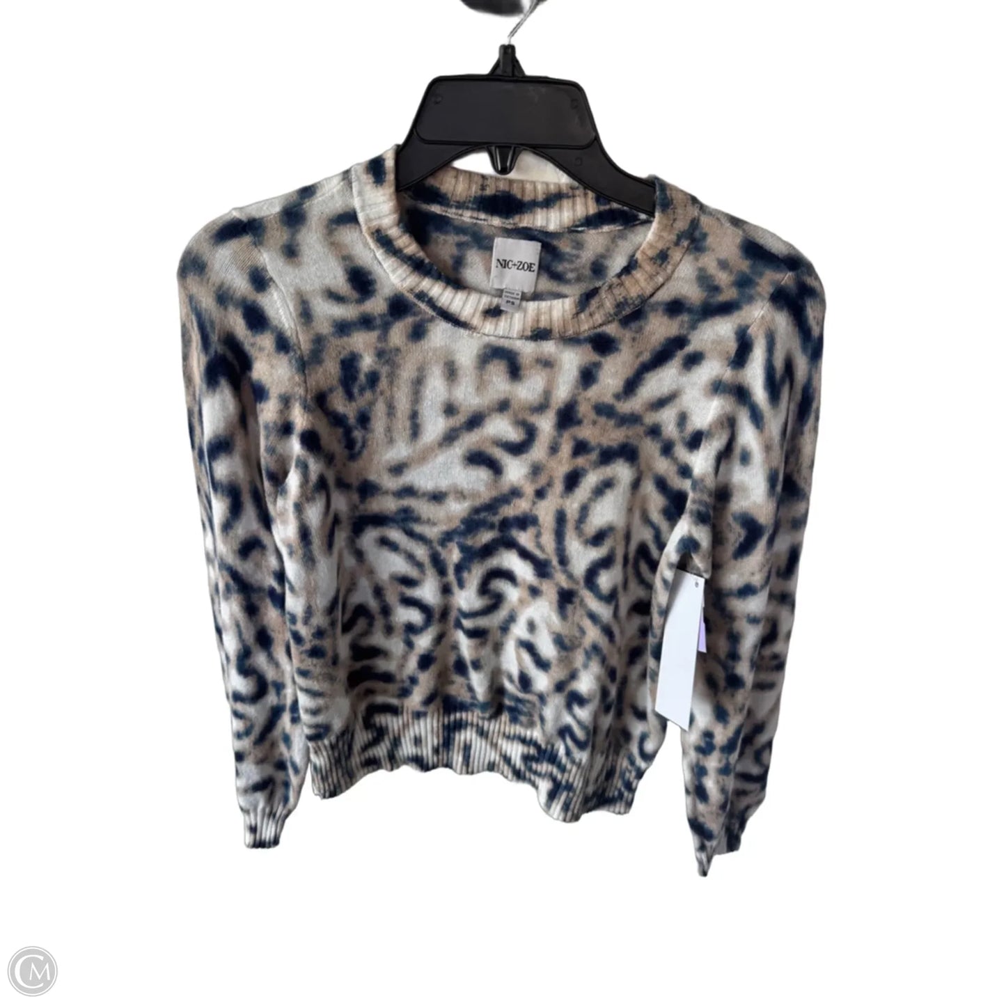 Sweater By Nic + Zoe In Blue & Tan, Size: Sp