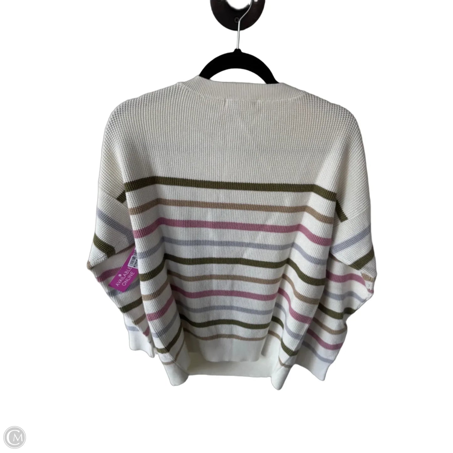 Sweater By Design History In Cream & Green, Size: L