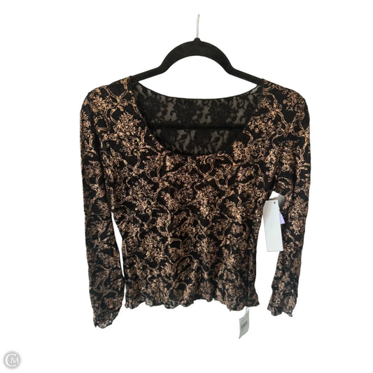 Top Long Sleeve By Hanky Panky In Black & Gold, Size: L