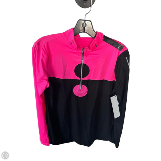 Athletic Top Long Sleeve Collar By Jamie Sadock In Black & Pink, Size: M