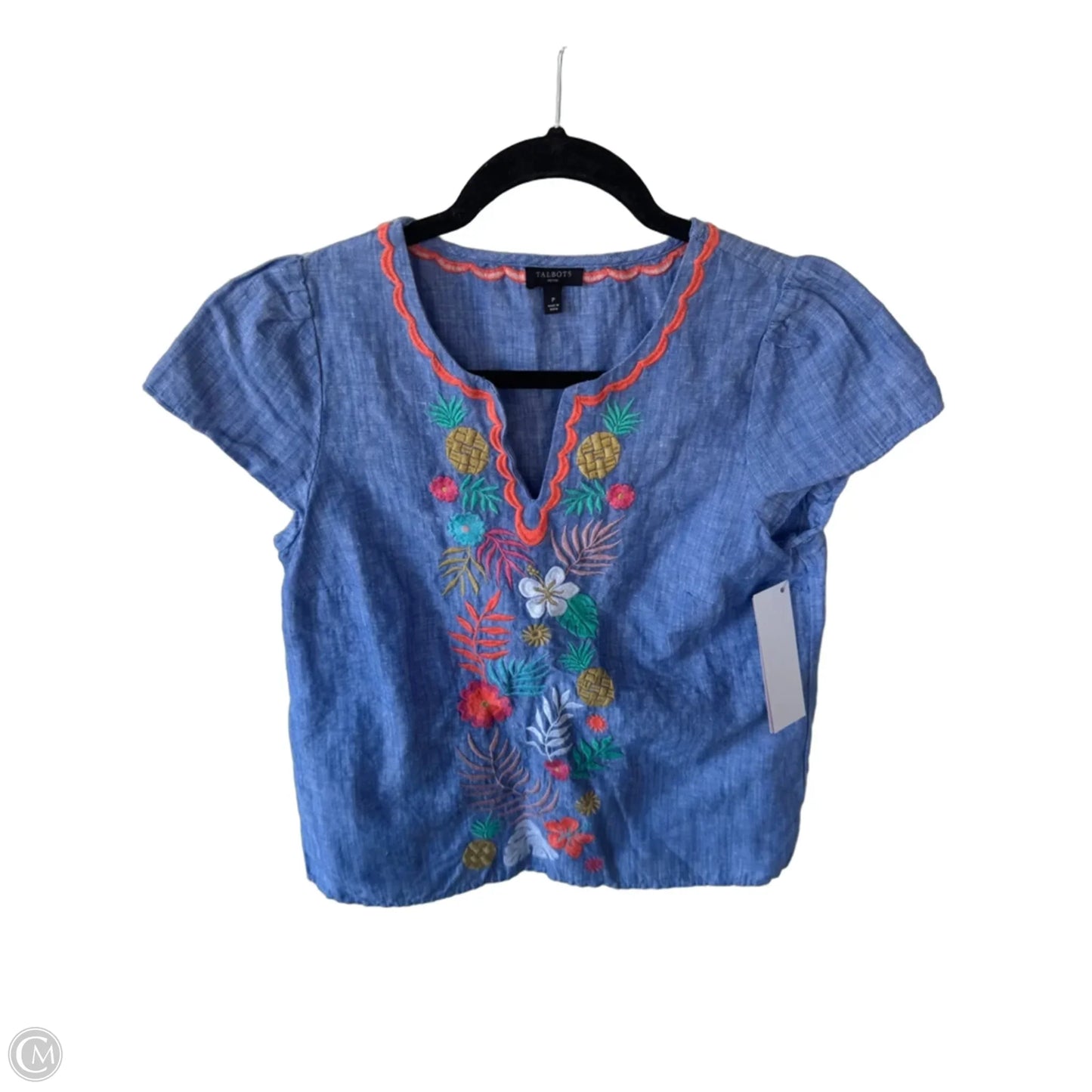 Top Short Sleeve By Talbots In Blue & Orange, Size: Xsp