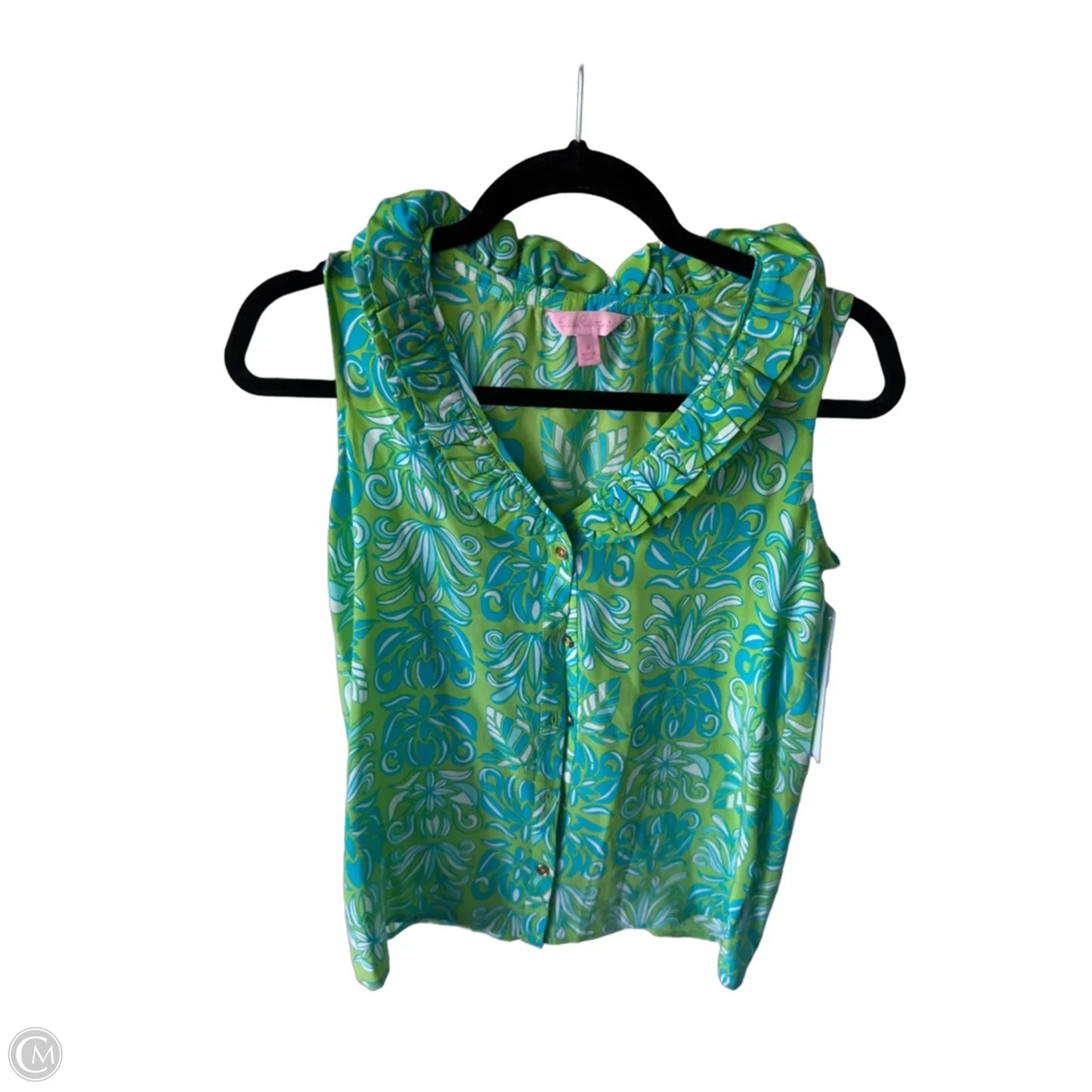 Top Sleeveless Designer By Lilly Pulitzer In Blue & Green, Size: Xs