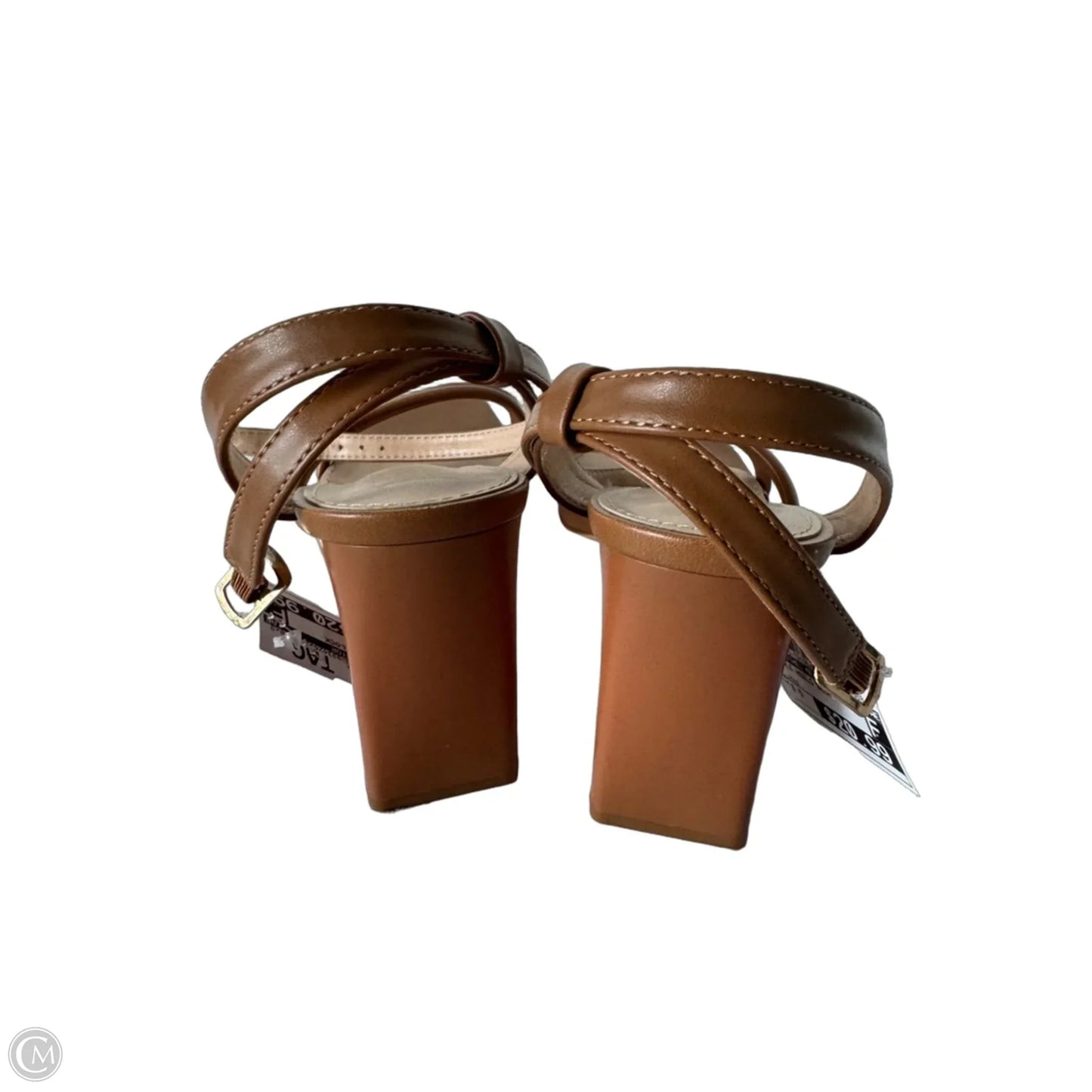 Sandals Heels Block By Clothes Mentor In Tan, Size: 8.5