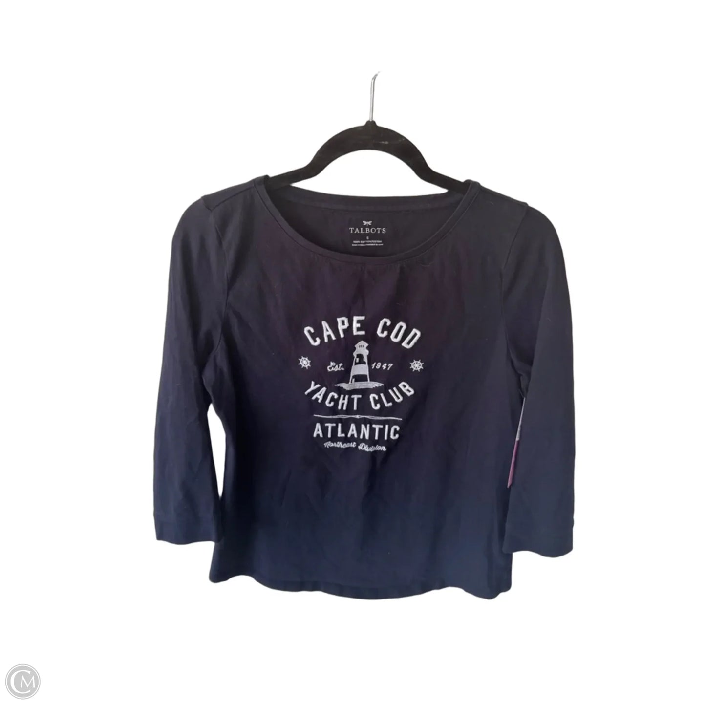 Top 3/4 Sleeve Basic By Talbots In Blue & White, Size: S