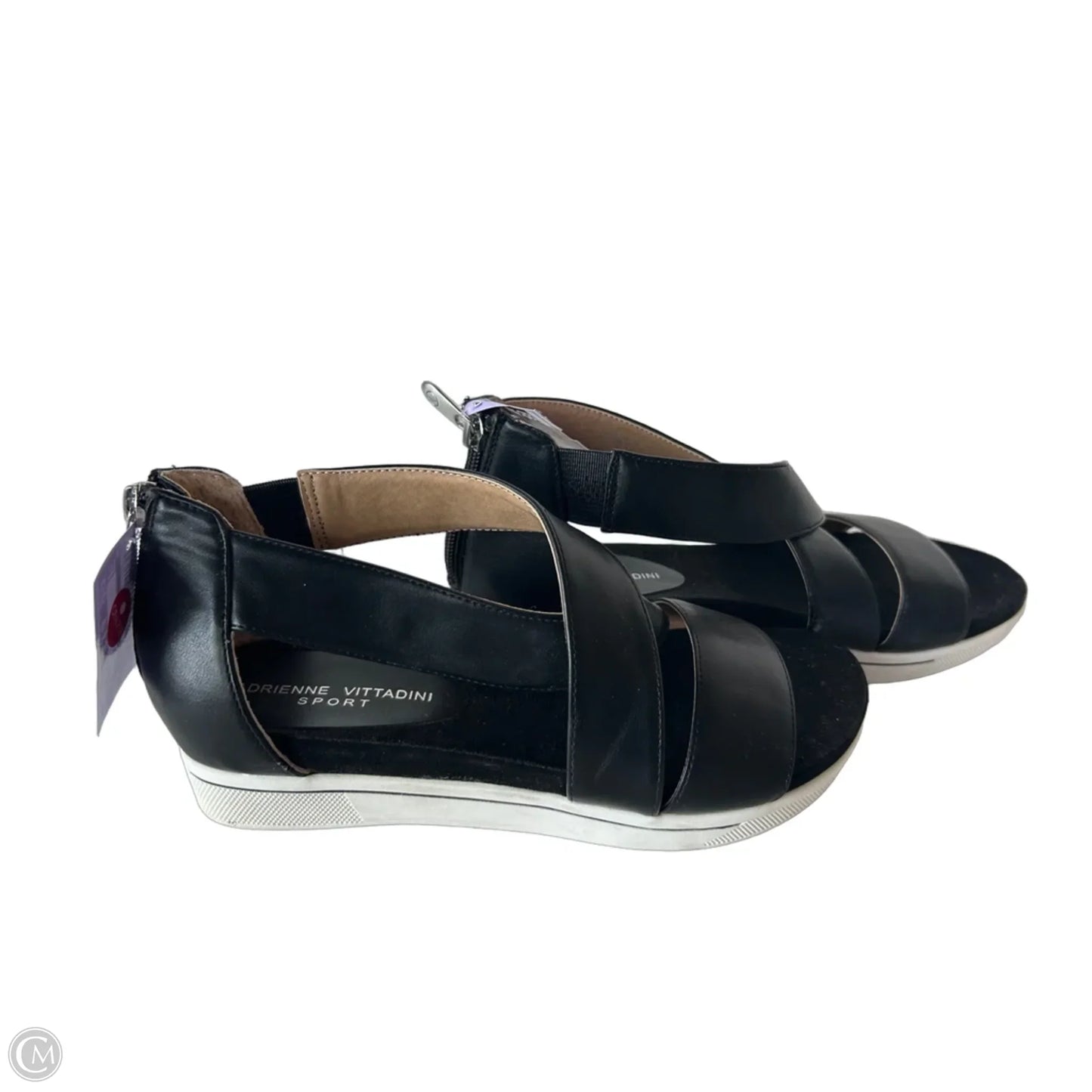 Sandals Flats By Adrienne Vittadini In Black, Size: 7.5