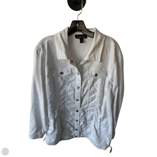 Jacket Denim By Clothes Mentor In White Denim, Size: L