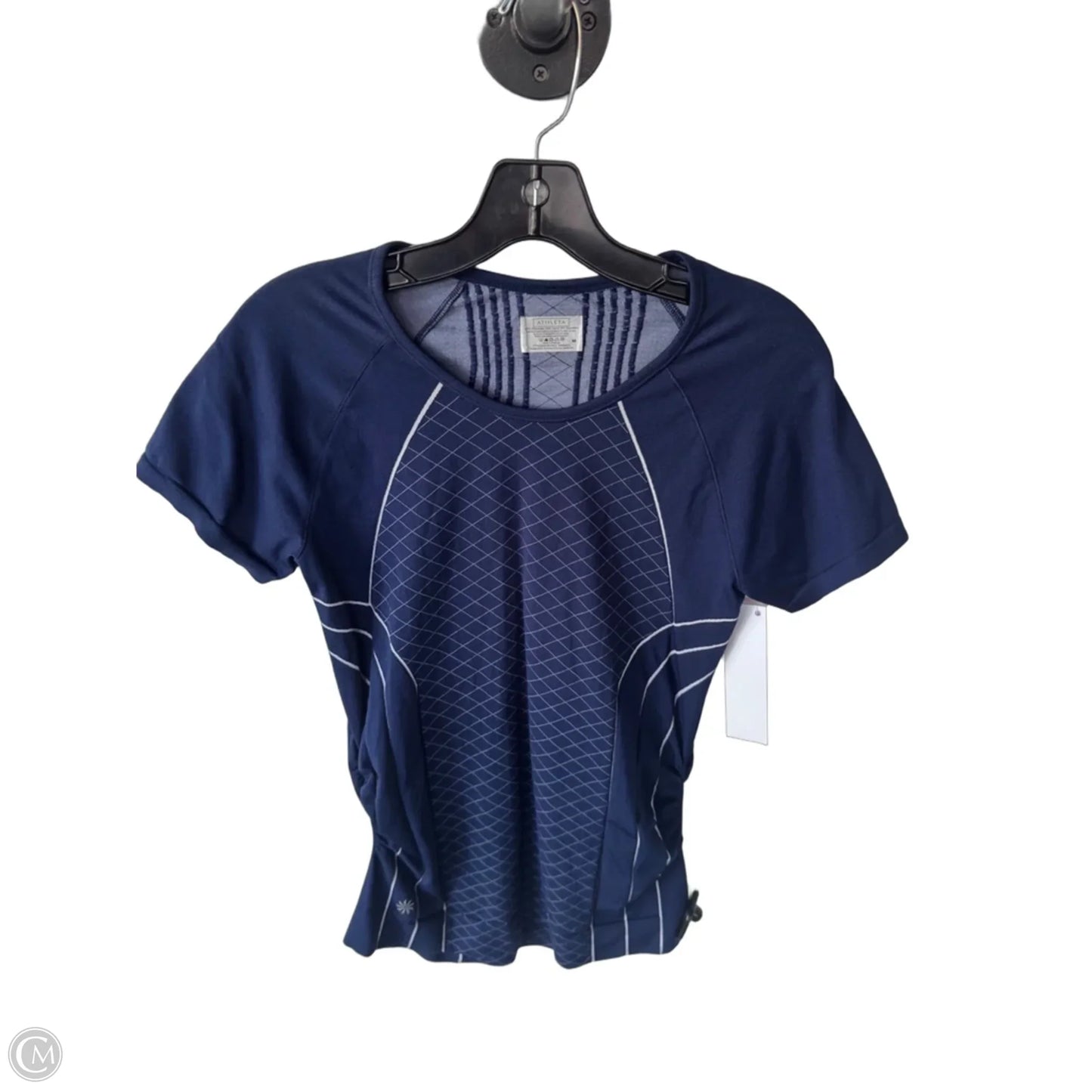 Athletic Top Short Sleeve By Athleta In Blue & White, Size: M