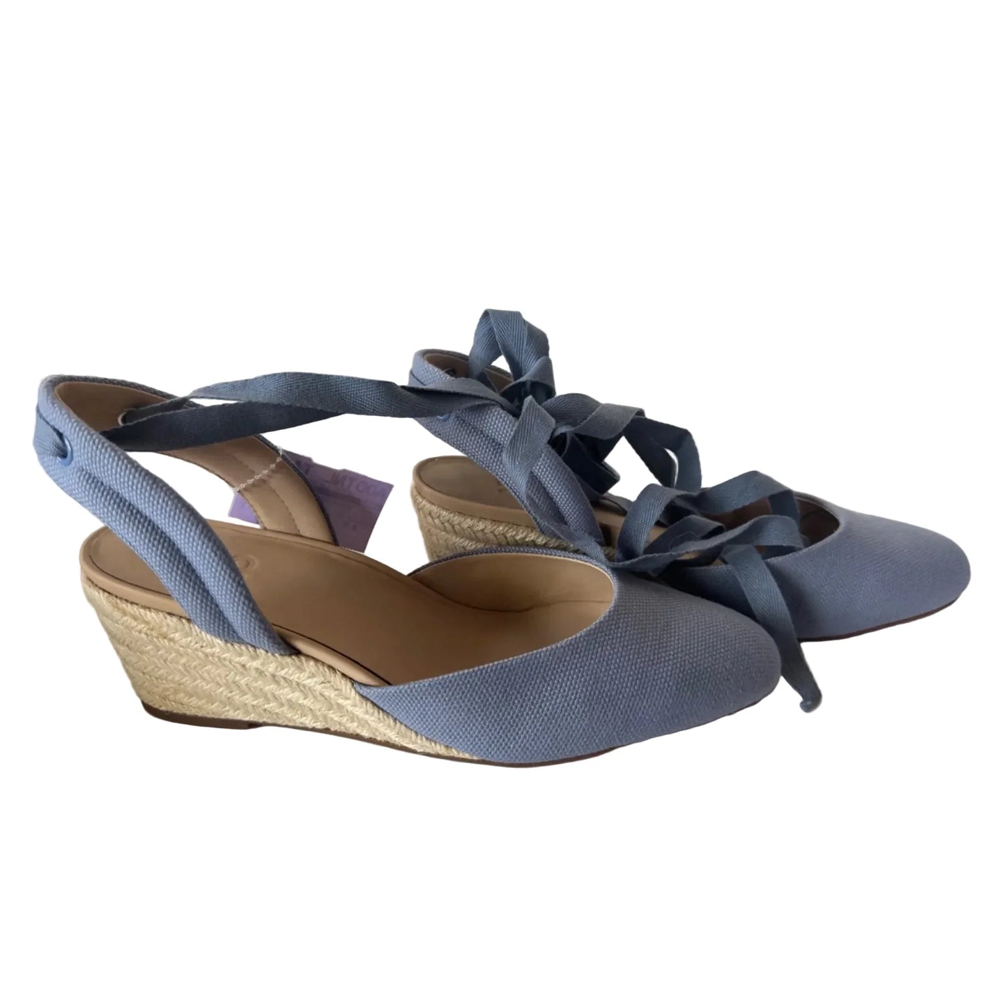 Shoes Heels Wedge By Abeo In Blue & Tan, Size: 9.5