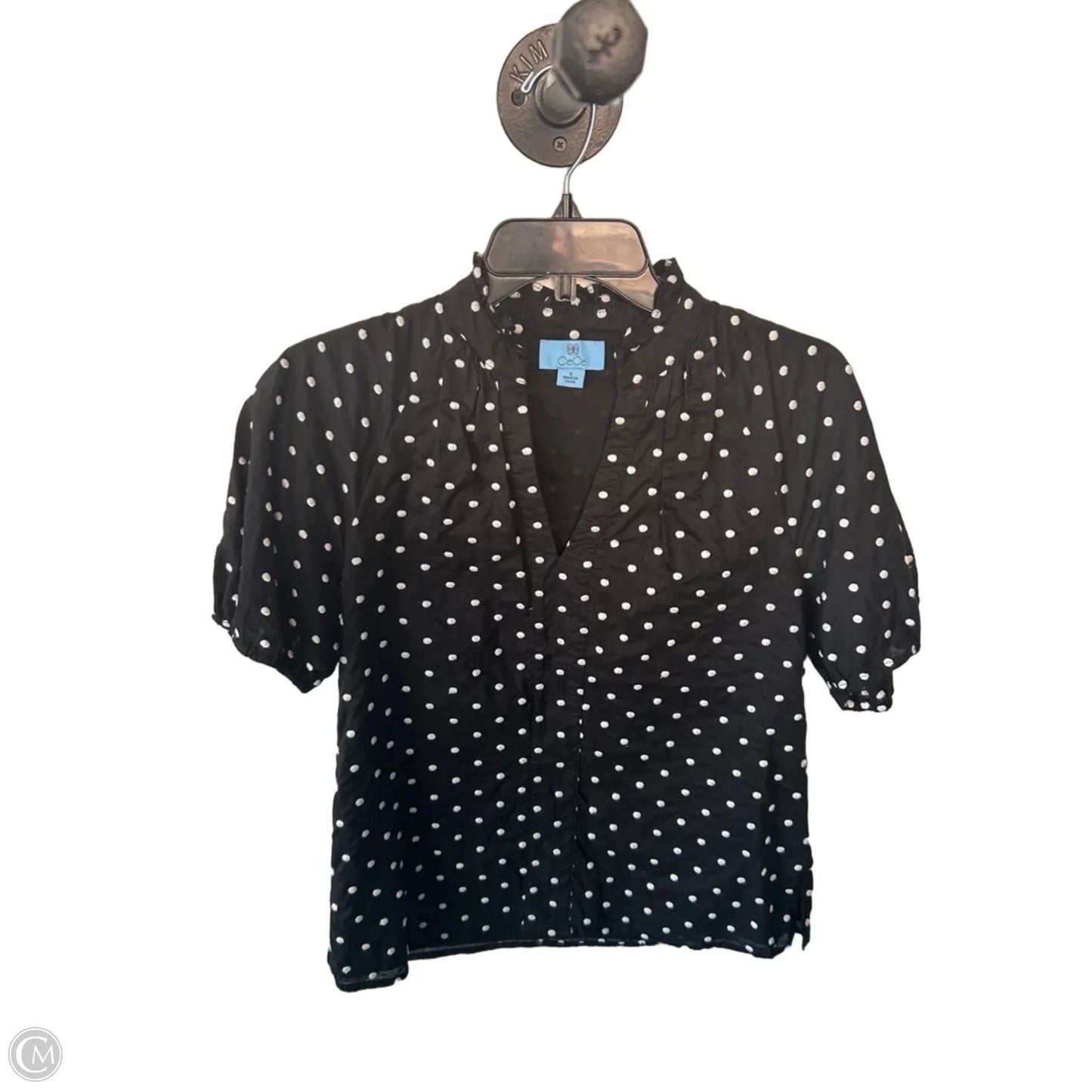 Top Short Sleeve By Cece In Black & White, Size: S