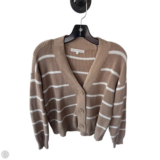 Sweater Cardigan By Clothes Mentor In Tan & White, Size: M