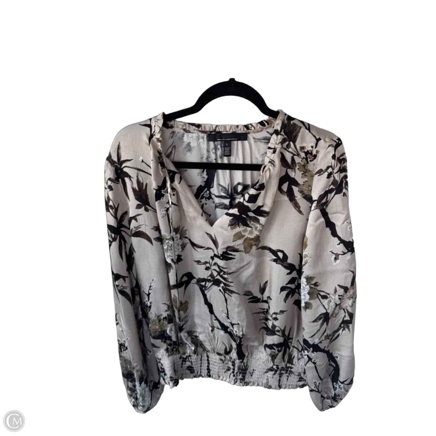 Top Long Sleeve By White House Black Market In Brown & Tan, Size: L