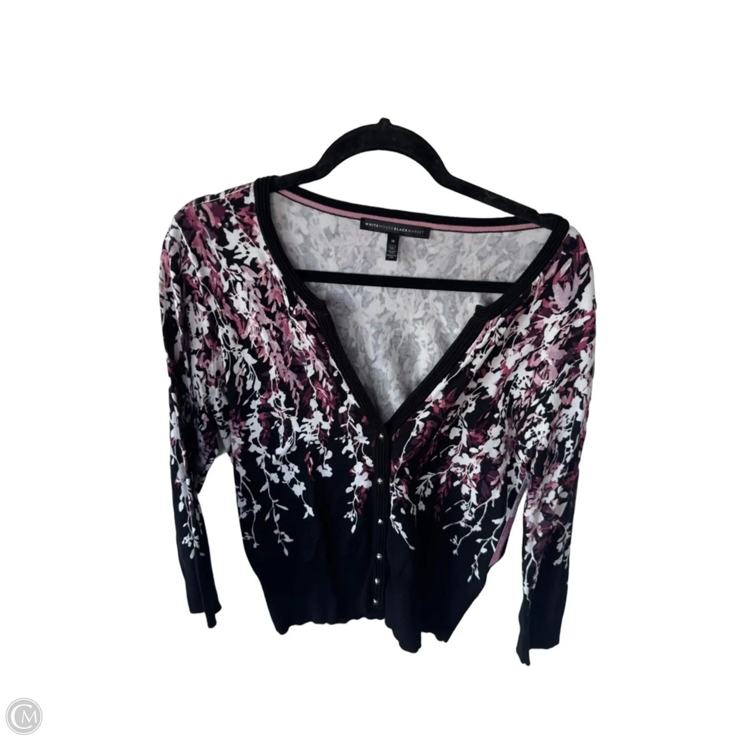 Sweater Cardigan By White House Black Market In Black & Purple, Size: M