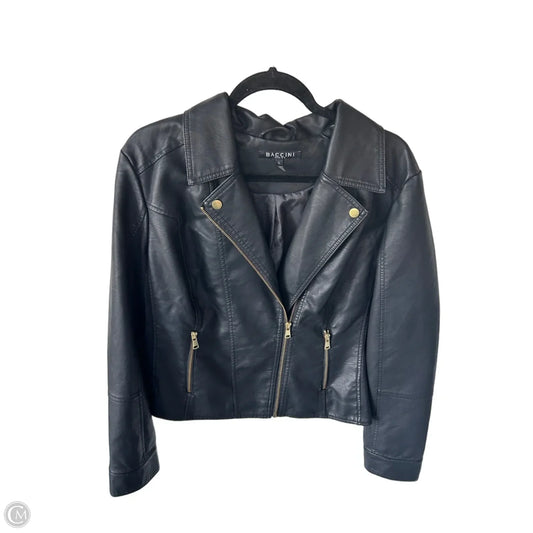 Jacket Moto By Baccini In Black & Gold, Size: Xl