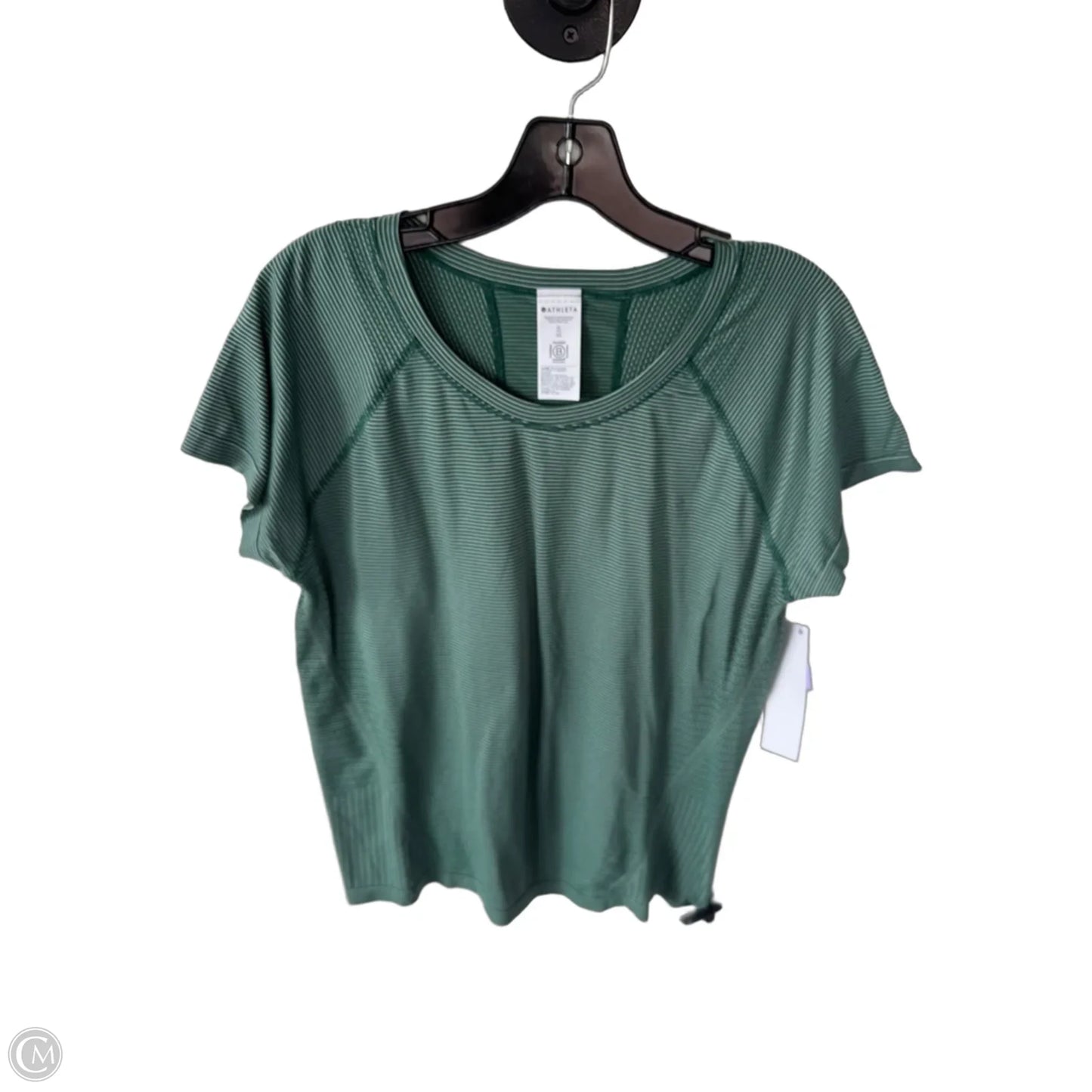 Athletic Top Short Sleeve By Athleta In Green & White, Size: Xl