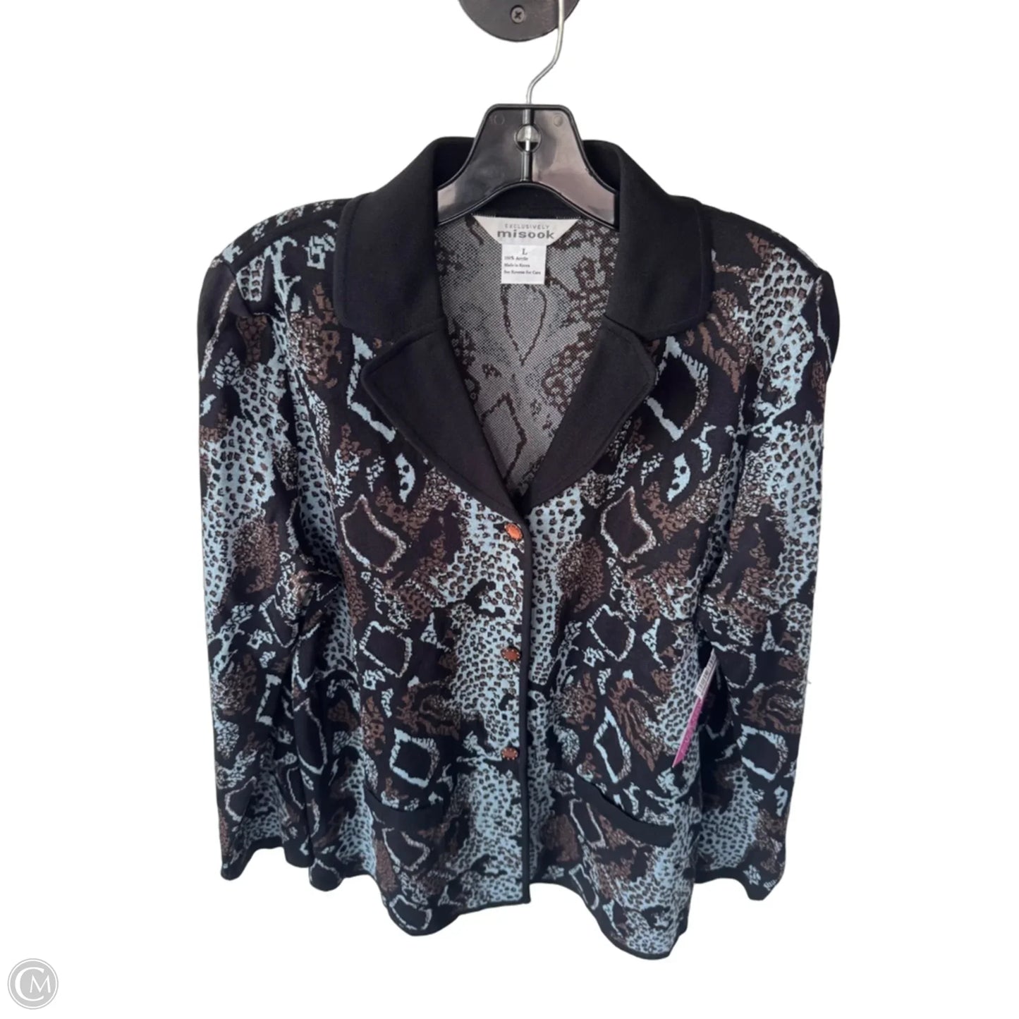 Blazer By Misook In Black & Blue, Size: L